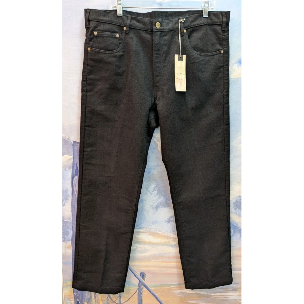 NWT Samuel Windsor 38/31 Black Brushed Cotton Jeans 5 Pockets GORGEOUS